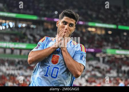 Al Rajjan, Qatar. 06th décembre 2022. Football, coupe du monde, Maroc - Espagne, finale, ronde de 16, Stade de la ville d'éducation, mouvements Marco Asensio en Espagne pendant le match. Crédit : Robert Michael/dpa/Alay Live News Banque D'Images