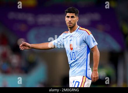 Marco Asensio en Espagne lors du match de la coupe du monde de la FIFA de seize points au stade Education City à Al-Rayyan, Qatar. Date de la photo: Mardi 6 décembre 2022. Banque D'Images