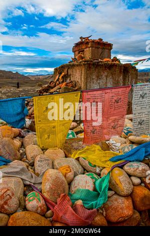 Stupa dans le royaume de Guge, Tibet occidental, Asie Banque D'Images