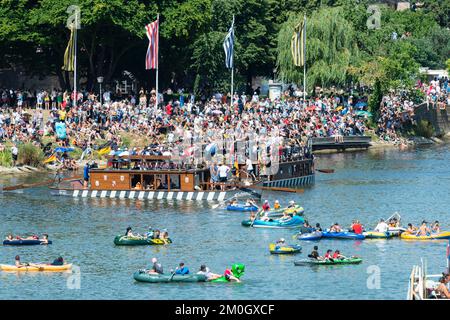 Schwörmontag, Nabada, vacances traditionnelles à Ulm, Danube, Ulm, Bade-Wurtemberg, Allemagne, Europe Banque D'Images