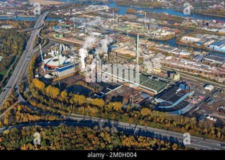 Vue aérienne d'Aurubis AG, Norddeutsche Affinerie, producteur de cuivre, recycleur de cuivre, industrie, consommation d'énergie, hydrogène, transformation, matière première., m Banque D'Images