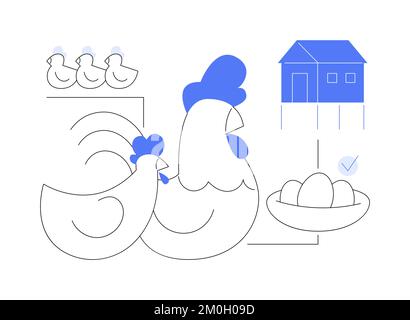 Illustration vectorielle abstraite de concept de poulet et d'œufs à la course libre. Illustration de Vecteur