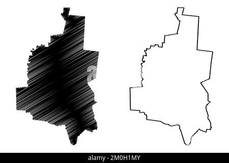 Tepezala municipalité (État libre et souverain d'Aguascalientes, Mexique, États-Unis mexicains) carte illustration vectorielle, scribble sketch Tepezalá ma Illustration de Vecteur