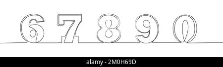 Vecteur de chiffres de ligne continue. Chiffres arabes dessinés à la main avec une ligne continue. Illustration de Vecteur