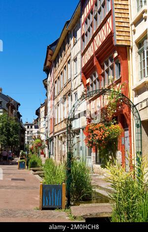 France, Seine Maritime, Rouen, Rue Eau de Robec Banque D'Images