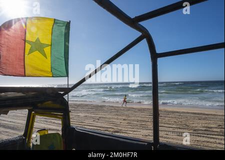 Sénégal, quartier de Dakar, lac rose, excursion en 4x4 sur l'ancien chemin du rallye Paris-Dakar Banque D'Images