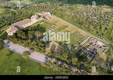 Italie, Basilicate, Venosa, le parc archéologique (vue aérienne) Banque D'Images