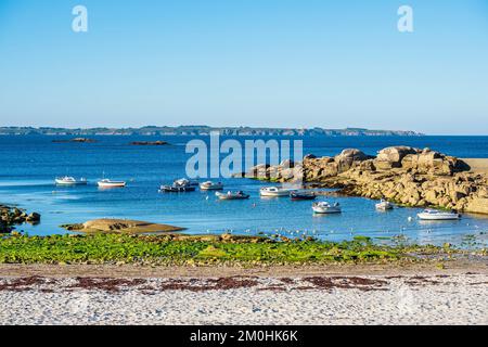 France, Morbihan, Ploemeur, le Couregeant sur le sentier côtier ou le sentier de longue distance GR 34 Banque D'Images