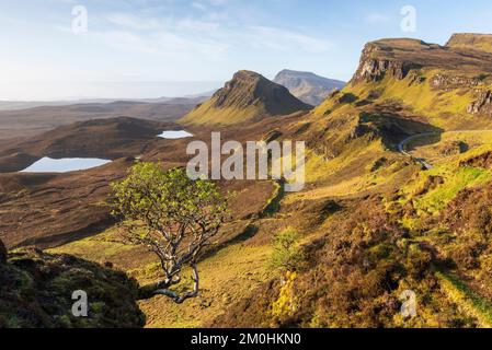 Royaume-Uni, Écosse, Highlands, île de Skye, péninsule de Trotternish, Quiraing Banque D'Images