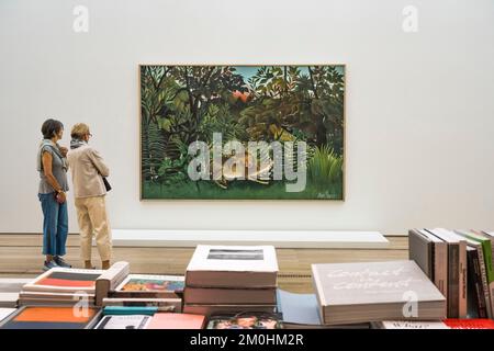 Suisse, Bâle, Riehen, Fondation Beyeler, le lion affamé se jette sur l'antilope du peintre Henri Rousseau Banque D'Images