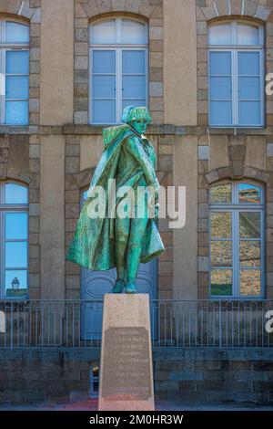 France, Ille-et-Vilaine, Fougères, statue en hommage à Armand-Charles Tuffin, marquis de la Rou?rie (1751-1793), soldat français, héros de la guerre d'indépendance américaine et organisateur de l'Association bretonne Banque D'Images