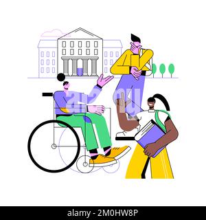 Avant la conférence, des illustrations vectorielles de dessins animés isolées. Jeunes souriants parlant avant la conférence, s'amuser à l'université, processus éducatif, dessin animé vecteur de style de vie d'étudiant moderne. Illustration de Vecteur