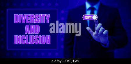 Rédaction affichant le texte diversité et inclusion. Concept signification étendue la différence humaine inclut la race ethnicité sexe Banque D'Images