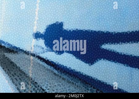 Art polygonal, tennis Player Shadow tennis court, tennis Background Banque D'Images