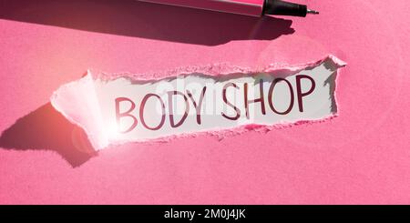 Écriture affichant le texte Body Shop. Mot pour un atelier où les carrosseries automobiles sont fabriquées ou réparées Banque D'Images