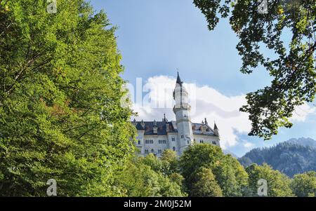 Célèbre château situé au sud de la Bavière (appelé château de Neuschwanstein). Palais du roi Louis II de Bavière. Connu sous le nom de 'Château de 'Disney'. Bavière, Allemagne Banque D'Images