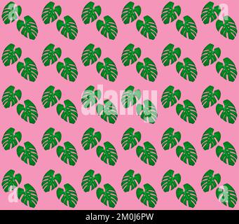 Monstera feuilles sur fond rose, vecteur sans couture Illustration de Vecteur