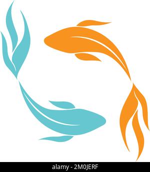 Illustration du logo de l'icône du poisson doré Illustration de Vecteur