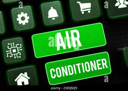 Écriture du texte affiché Air Conditioner. Mot pour appareil de lavage de l'air et de contrôle de son humidité et de sa température Banque D'Images