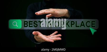 Affiche présentant le meilleur milieu de travail. Mot pour l'entreprise idéale pour travailler avec haute compensation sans stress Banque D'Images