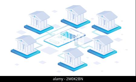 Notion : transactions entre banques Illustration de Vecteur