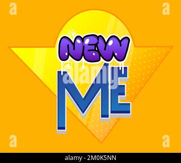 Blason super-héros montrant l'icône Nouveau moi. Illustration vectorielle colorée de style bande dessinée. Illustration de Vecteur