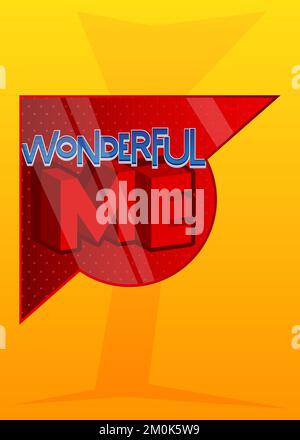 Blason super-héros montrant une icône merveilleuse moi. Illustration vectorielle colorée de style bande dessinée. Illustration de Vecteur