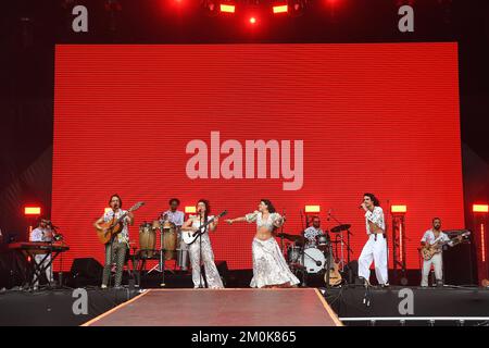 Rio de Janeiro, Brésil, 10 septembre 2022. Banda Bala Desejo, lors d'un concert à Rock à Rio, dans la ville de Rio de Janeiro. Banque D'Images