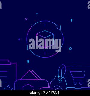 icône de vecteur de ligne de gradient de livraison 24 heures sur 24, illustration simple sur fond bleu foncé, bordure inférieure liée aux achats et à la livraison. Illustration de Vecteur