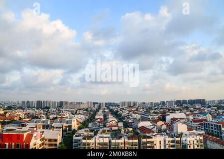 Vue imprenable sur le quartier de Joo Chiat et Katong dans la partie orientale de Singapour Banque D'Images