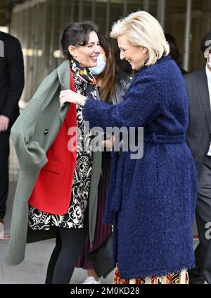 La ministre fédérale Hadja Lahbib et la princesse Astrid de Belgique photographiées lors d'une visite du circuit international de course de Suzuka à Suzuka, lors de la Mission économique belge au Japon, le mercredi 07 décembre 2022. Une délégation avec la princesse et divers ministres se rendra à Tokyo, Nagoya, Osaka et Kyoto. BELGA PHOTO ERIC LALMAND Banque D'Images