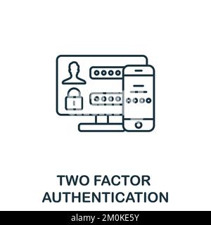 Icône authentification à deux facteurs. Icône Cyber Security monochrome simple pour les modèles, la conception Web et les infographies Illustration de Vecteur