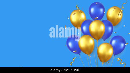 3D fond d'anniversaire avec ballons réalistes Illustration de Vecteur