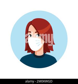 Femme avec et sans masque médical. Masque requis. Aucune entrée sans masque médical. Illustration de Vecteur