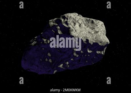 L'astéroïde ou une météorite vole dans l'espace profond. Art de la science-fiction Surface de météorite. Arrière-plan d'espace haute résolution. 3D rendu. Banque D'Images