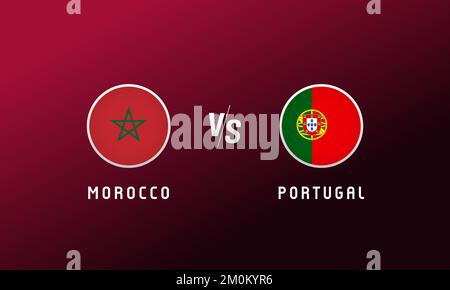 Drapeau rond du Maroc contre du Portugal. Fond de football avec logo des drapeaux nationaux marocains et portugais. Illustration du vecteur sportif pour le tournoi Illustration de Vecteur
