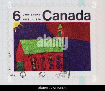 Photo d'un timbre-poste de l'Église du Canada par J. McMillan Christmas 1970 Banque D'Images