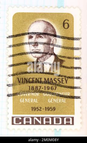 Photo d'un timbre-poste du Canada commémoration de Vincent Massey 1887-1967 1969 Banque D'Images