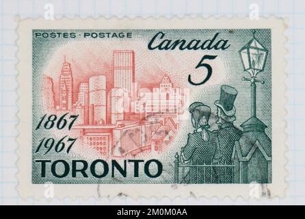 Photo d'un timbre-poste du centenaire du Canada de Toronto, capitale de l'Ontario 1967 Banque D'Images