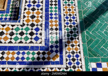 Le jardin secret de Marrakech. Deux jardins reliés l'un est rempli de plantes exotiques et le second est un jardin islamique. Banque D'Images