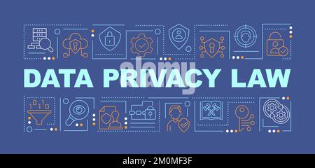 Confidentialité des données loi concepts de mot bannière bleu foncé Illustration de Vecteur