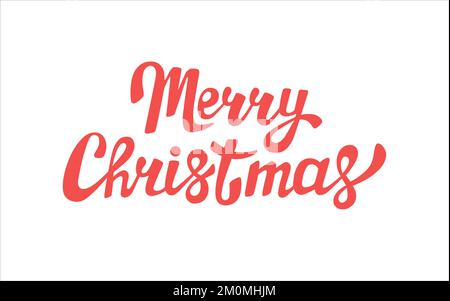 Joyeux noël lettrage à la main calligraphie. Illustration de vacances Vector. Illustration de Vecteur