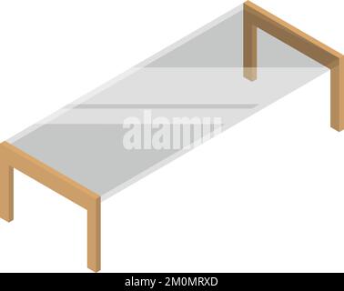 Icône isométrique de table basse en verre. Mobilier de bureau Illustration de Vecteur