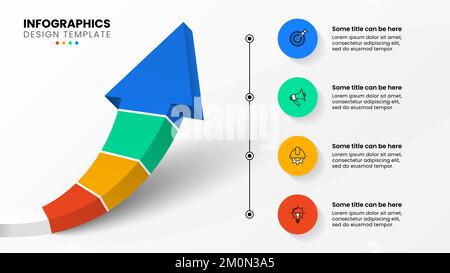 Modèle d'infographie avec icônes et 4 options ou étapes. 3d flèche. Peut être utilisé pour la mise en page de flux de travail, le diagramme, la bannière, la conception Web. Illustration vectorielle Illustration de Vecteur