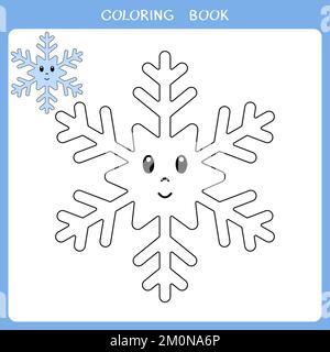 Jeu éducatif simple pour les enfants. Joli flocon de neige pour livre de coloriage Banque D'Images