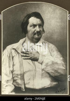 Portrait du romancier et dramaturge français Honoré de Balzac (1799 - 1850), 1842 / 1891. Photographie de Louis Auguste-Bisson (1814-1876), 1842; reproduite par Paul Nadar (1856-1939), 1891 Banque D'Images