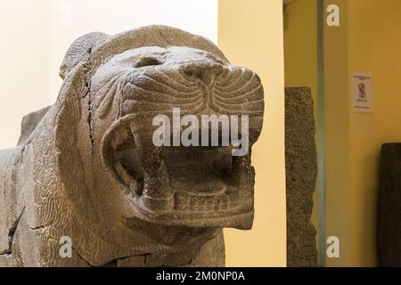 ISTANBUL, TURQUIE - 13 SEPTEMBRE 2017 : la statue du lion Hittite est un artefact ancien dans le musée archéologique. Banque D'Images