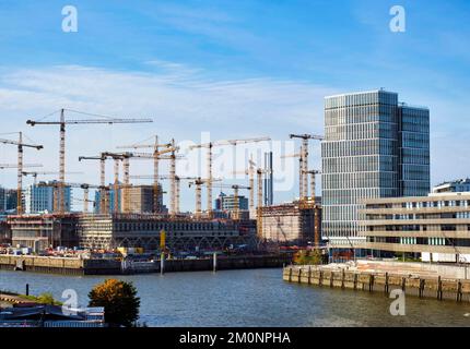Chantier de construction à Hafencité, Hambourg, Land Hambourg, Allemagne, Europe Banque D'Images