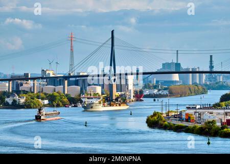 Vue sur le pont Köhlbrand, Altona, Hambourg, Land Hambourg, Allemagne, Europe Banque D'Images