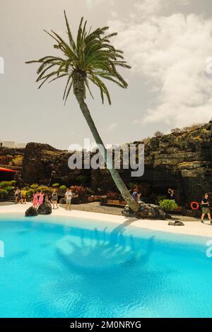 Piscine Jameos del Agua à Lanzarote Banque D'Images